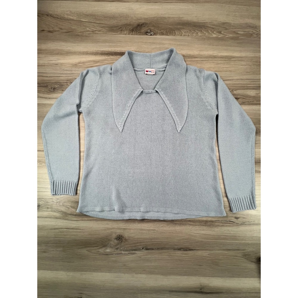 American Sweetheart Sweater Knit Top Light Blue Long Sleeve WMNS M no tag preppy